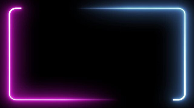 Neon Glowing Rounded Rectangle Frame Loop &ndash; Futuristic LED Light Border Background