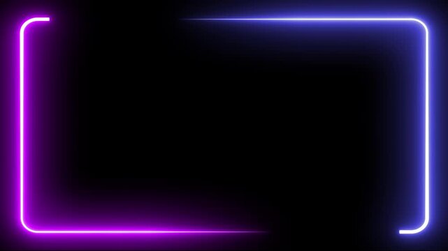 Neon Rounded Rectangle Frame Animation Violet  Blue Glow Loop