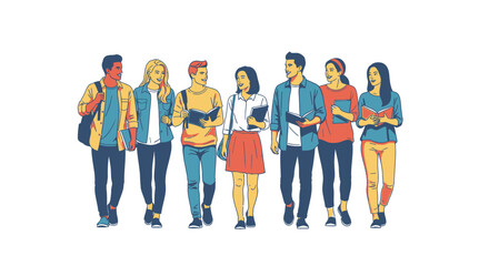 Fototapeta premium Diverse group of young adults walking.