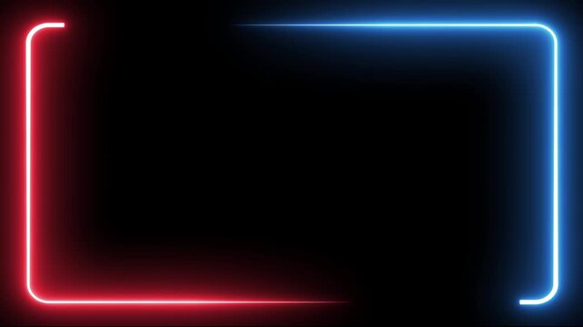 Neon Glowing Rounded Rectangle Frame Loop | Futuristic Red Blue Light Border Background