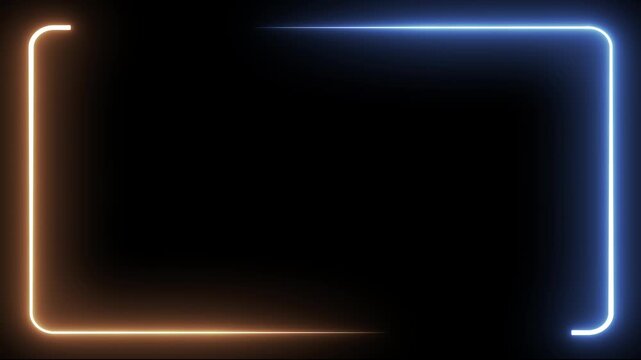 Neon Glowing Rounded Rectangle Frame Loop | Futuristic Orange Blue Light Border Background