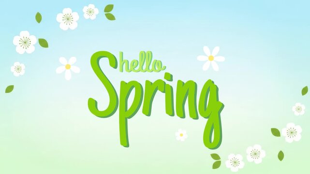 Hello Spring Floral Background with Welcome Greeting and Blooming Flowers 4K
