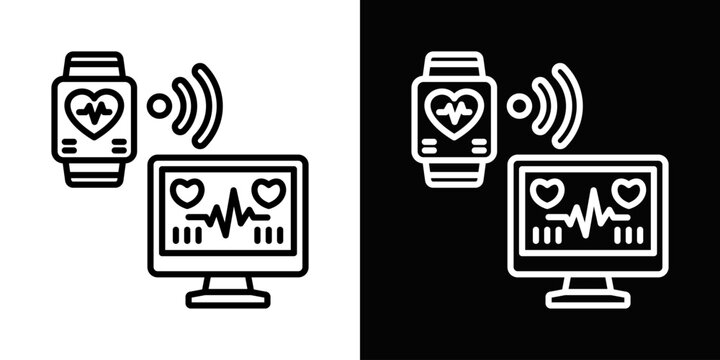 Remote Monitoring Icon In Black And White Style