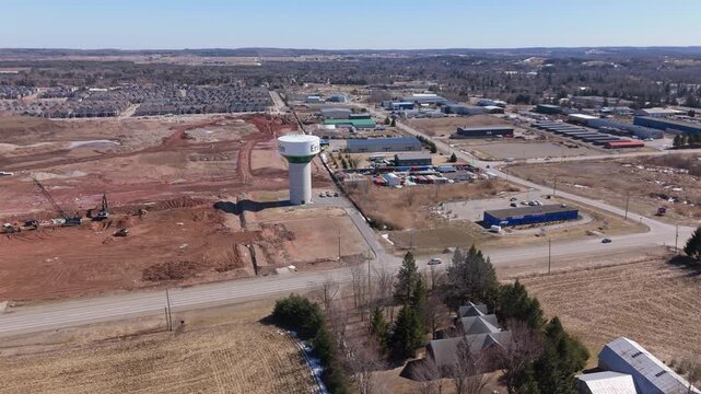 Earthworks for new housing development during Ontario housing shortage crisis in Erin, Canada