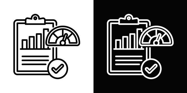 Outcome Tracking Icon In Black And White Style