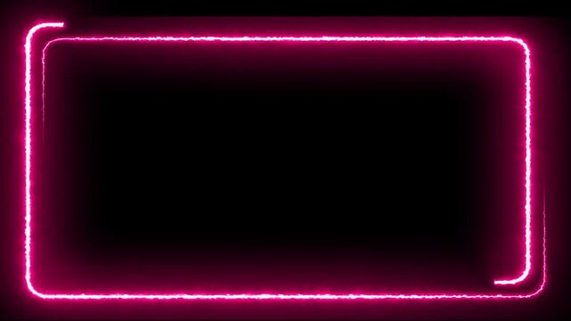 Burning Pink Fire Rounded Rectangle Frame &ndash; Abstract Flame Border Loop Animation Background