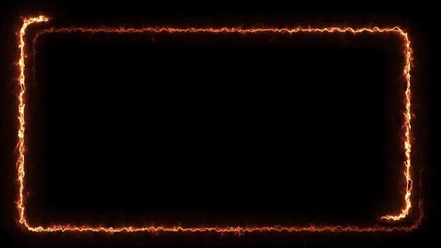 Orange Fire Rounded Rectangle Frame &ndash; Burning Flame Abstract Background Loop Animation