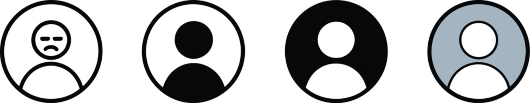 User avatar icon, illustration, minimal circle profile symbol for apps social interfaces contact and login default person pictogram design.