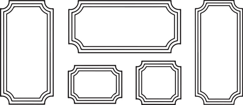 Ornate vintage frame borders set with elegant black line contours for certificates invitations and classic decorative stationary.