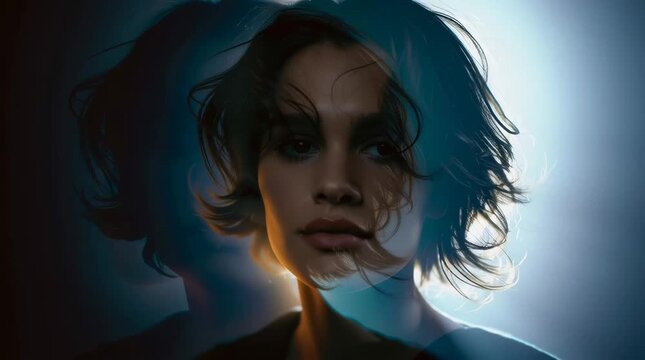 Surreal Double Exposure Portrait Highlighting Affirmed Facial Features