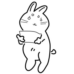 Obraz premium bunny is holding a piece of paper