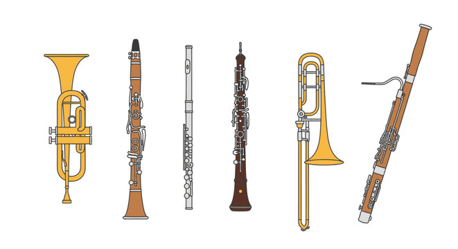 Musical instruments orchestra brass woodwind.