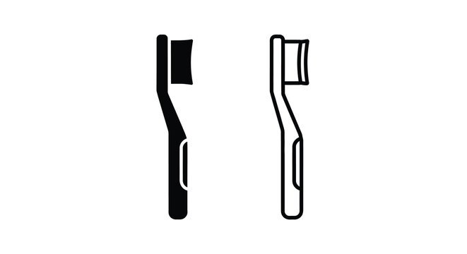 Two black and white toothbrushes displayed side by side in a simple illustration