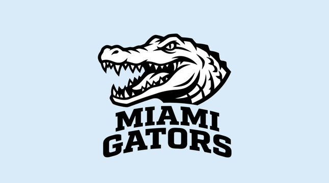 Stylized gator head emblem on light blue background vector illustration