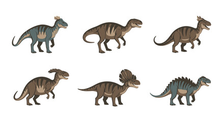 Obraz premium Group of toy dinosaurs walking together.
