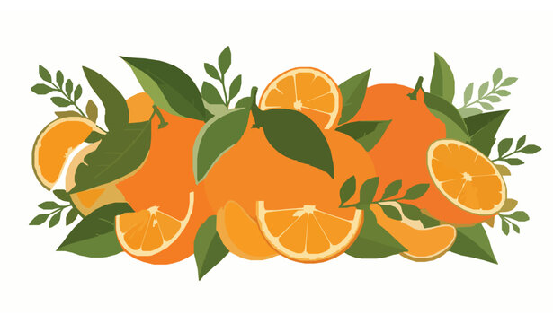 Orange medley with leaves &ndash; fresh citrus vector illustration