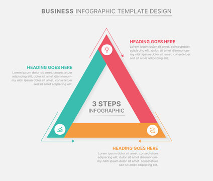 Modern 3 Step Triangle Process Diagram Business Infographic Template