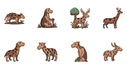 Obraz premium Deer and giraffe animal cartoon characters.