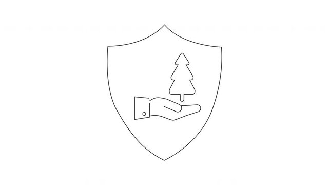 Shield with Tree and Landscape Icon Animation.