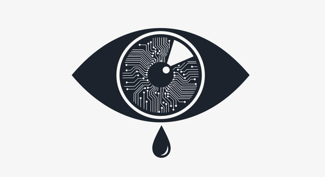 Black eye with tear drop falling.
