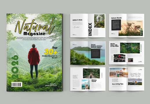 Clean Natural Green Magazine Template