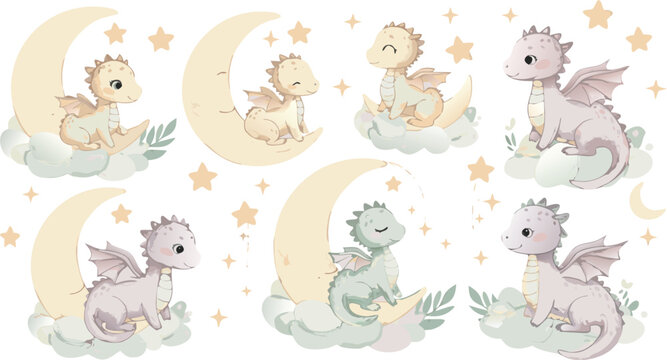 Cute cartoon seamless set of funny Easter animals with birds, cat, dog, rabbit, owl and duck vector illustration design