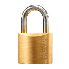 Fototapeta premium Brass Padlock Isolated PNG Security Lock with Metal Shackle for Professional Use