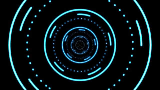 Futuristic HUD Circle Loop Animation. Sci Fi Interface Rings with Digital Target Radar Elements Seamless Loop Motion Graphic Video