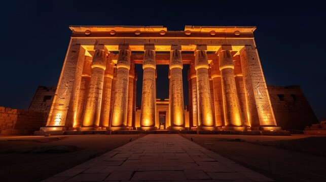 Ancient Luxor temple complex at night, Egypt