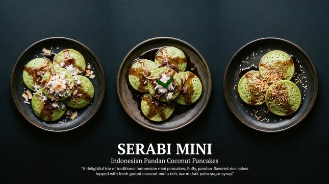 Delicious Indonesian Mini Serabi Pancakes with Unique Garnishes.