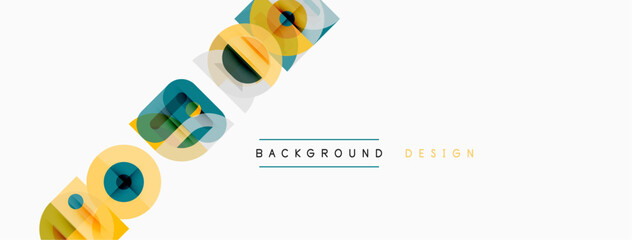 Naklejka premium Abstract geometric shapes overlap, creating dynamic visual texture. Light colors dominate neutral background. Minimalist design elements present.