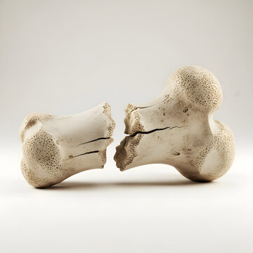 Broken bone fragment, representing injury or damage, isolated on transparent background