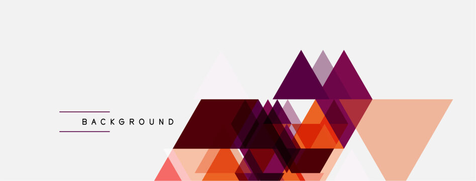 Abstract geometric shapes overlap, creating dynamic visual texture. Warm colors dominate design, with contrasting dark accents. Minimalist style.