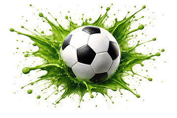 Fototapeta premium Soccer ball with green splash