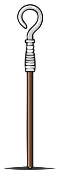 Vector illustration of a traditional shepherd's crook, a symbol of guidance and pastoral care