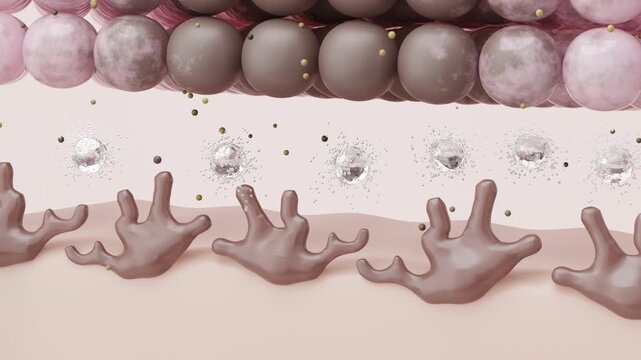 Melanin reduction serum for hyperpigmentation treatment in skin layers 3D animation