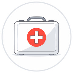 Obraz premium First Aid Kit with Red Cross Emblem for Medical Emergency Supplies