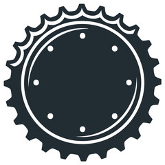 Bottle Cap Illustration with Decorative Edge and Punctured Details, Black and White Symbol