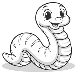 Fototapeta premium Whimsical Snake Cartoon Curled and Smiling with White Scales and a Friendly Expression for Kids Illustration
