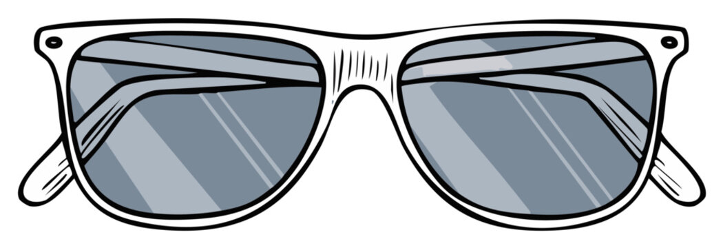 Hand Drawn Retro Sunglasses Vector Illustration Isolated Classic Eyewear
