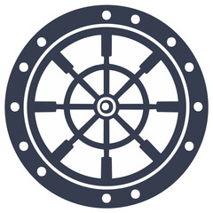 Obraz premium Navigational Ship Helm Wheel Symbol Nautical Maritime Icon