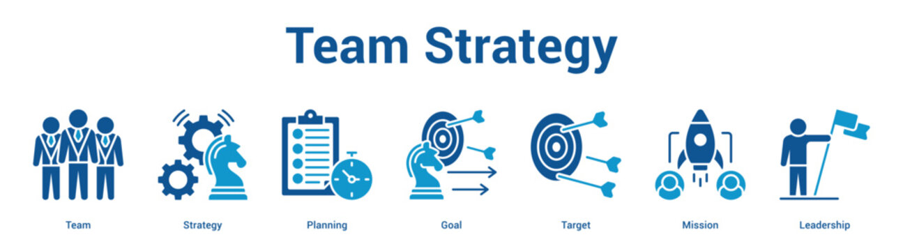Team Strategy web banner icon set vector illustration concept for business with icon of Team, Strategy, Planning, Goal, Targ.
