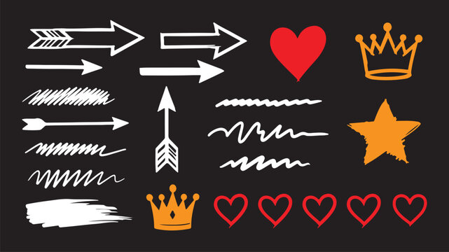 Arrow Icons Collection. Directional Arrows Set linear icon set: straight arrow, curved arrow, diagonal arrow, circular arrow, split arrow, double-headed arrow