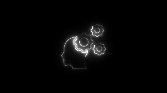 Silhouette of human head with mechanical gears inside symbolizing thinking process creativity concept innovation technology brain
