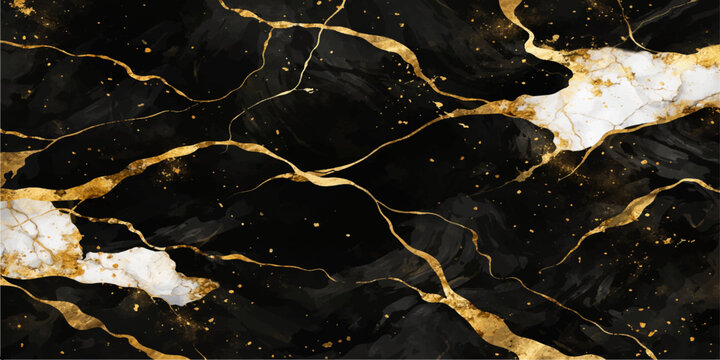 Abstract Elegant Marble Texture: An artistic rendering of opulent marble, featuring intricate gold veins and a sophisticated blend of black and white hues. for Website. Background, Branding