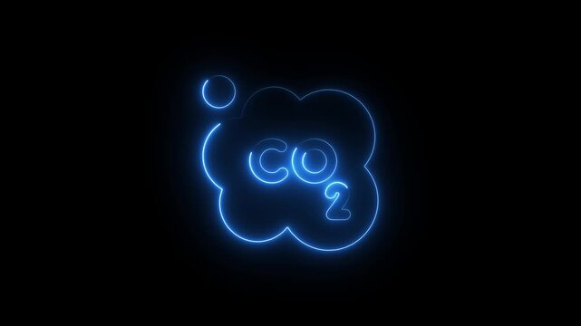 Neon blue c o2 gas cloud animation with molecular structure for science and technology themes educational environmental awareness