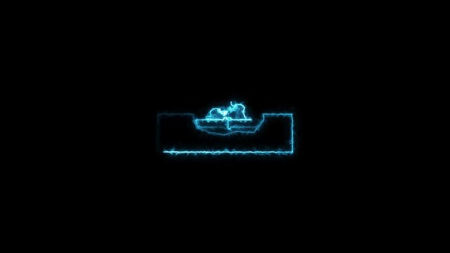 Glowing blue digital circuit board with light emitting diodes tech electronics animation