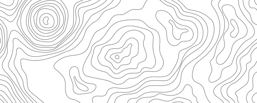 Topographic line contour map background. Geographic grid map. Abstract background with thin black topographic lines. Minimalist map design. Vector illustration