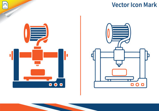 3d printer vector icon mark for modern manufacturing and design.