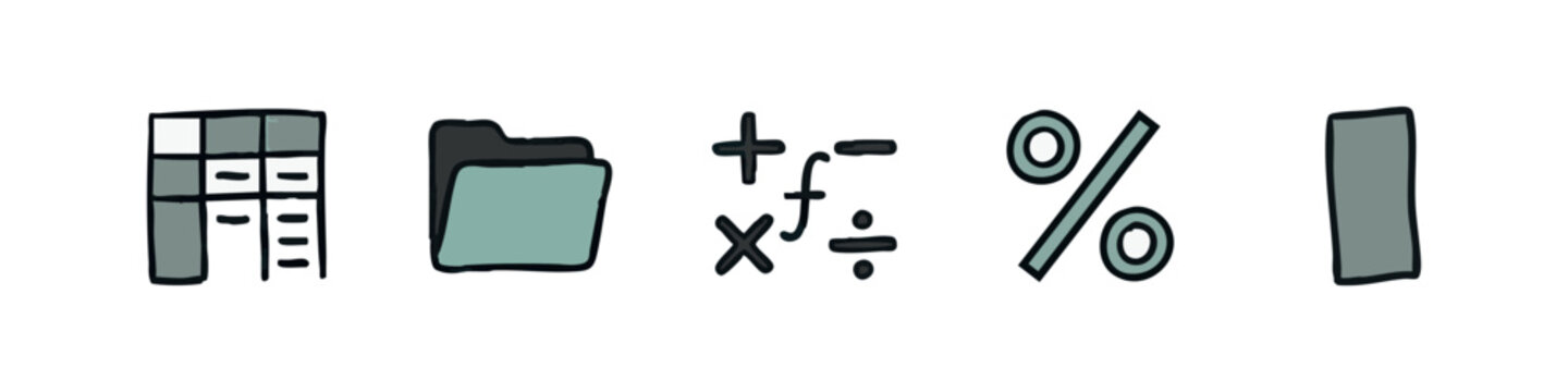 Office Software and Data Organization Icons Set